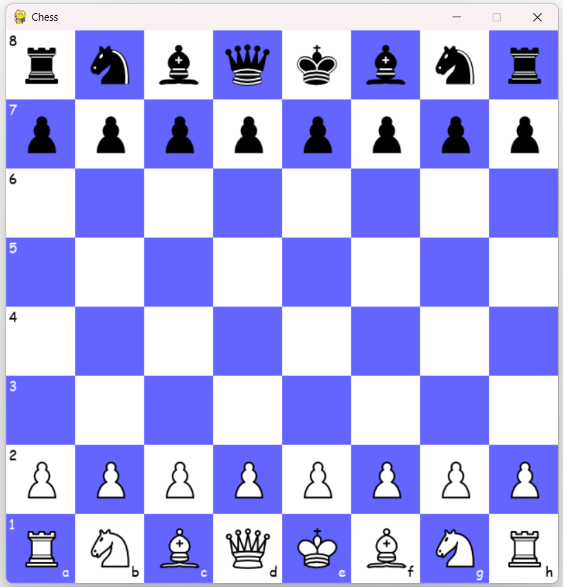The chess board in its starting position