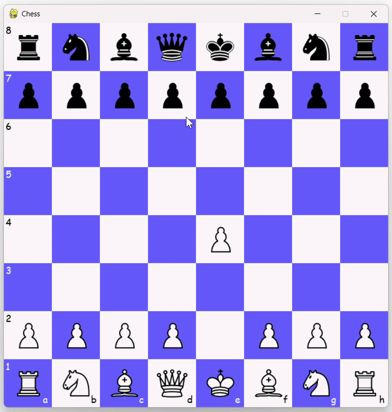 A short sequence of chess moves, including a capture and the piece slide animation