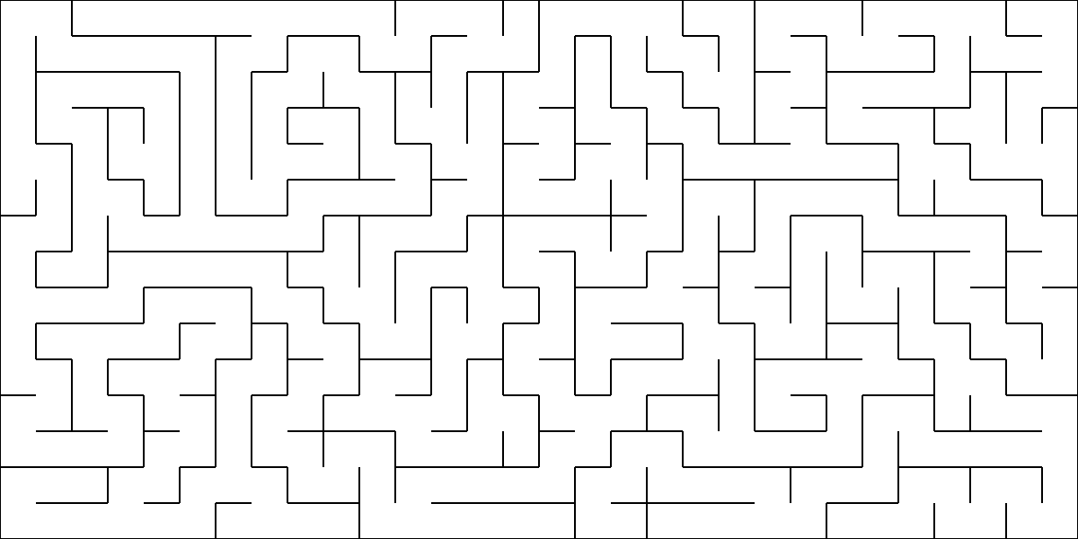A fully generated maze, ready to be solved