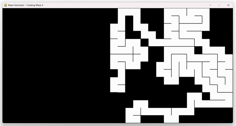 A maze being generated and solved in real time